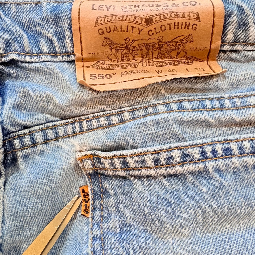 3 Pk Vintage Levis 550 Orange Tab Relaxed Tapered Jeans Light Wash‎ 40x30 Mens - Picture 4 of 11